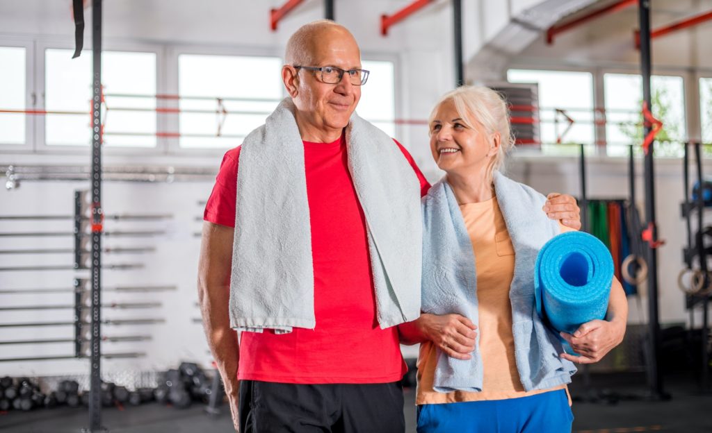 Senior couple ine the fitness club